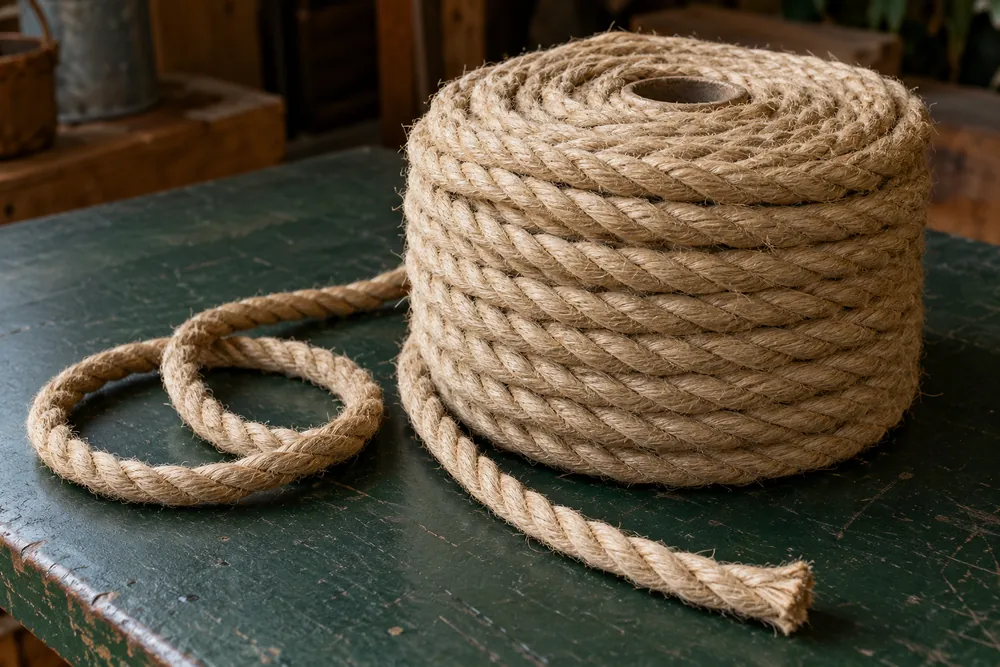 Ilustración del material: bobina genérica de cuerda gruesa de tres torones.